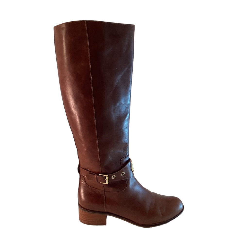 Michael Kors Knee High Boots High Riding Boot Zip Camel Tan Leather Women's 7M - Picture 5 of 12